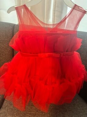 Red Tulle Party Dress with Bow